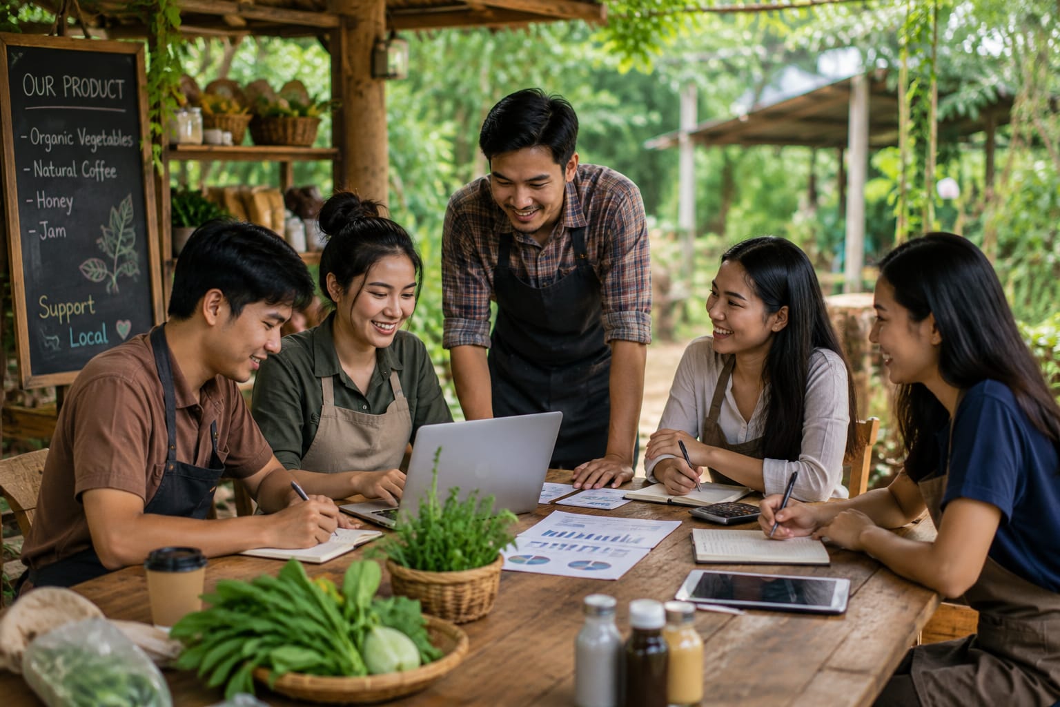 Community members at work in a local business enterprise